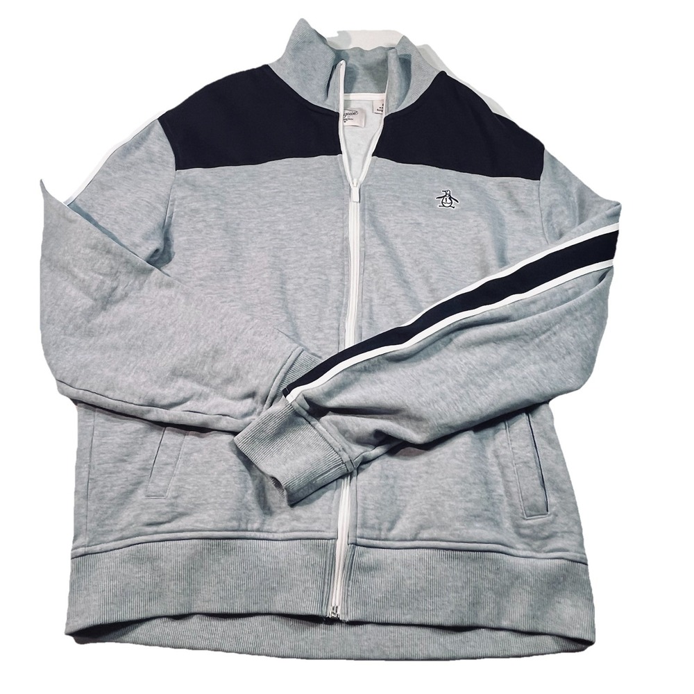 Origins Penguin Men's Full Zip Size Medium EUC Blue Grey